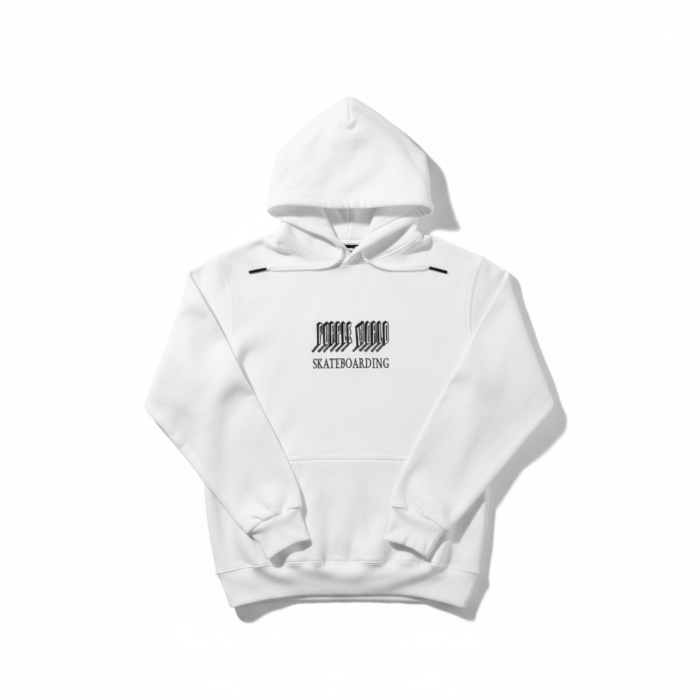 WHITE HOODIE - SKATEBOARDING